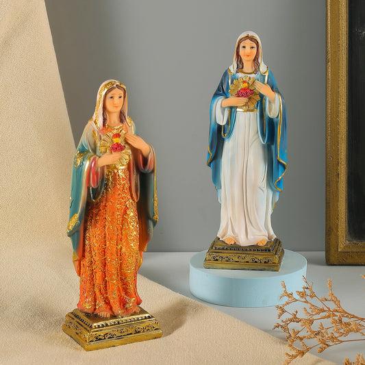 Zayton Virgin Mary Statue Sacred Heart Figure Resin Sculpture Savior Figurine Catholic Religious Gift Home Chapel Decoration