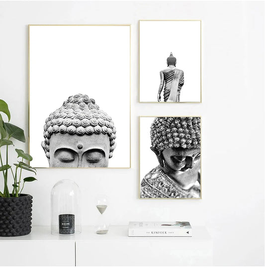 Sakyamuni Buddha Statue Qoutes Wall Art Canvas Painting Black White Nordic Posters And Prints Wall Pictures For Living Room