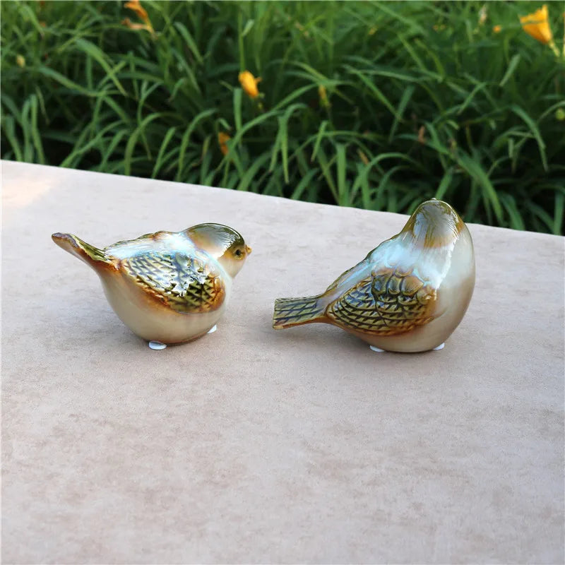 Delicate Porcelain Lovers Bird Miniature Decorative Ceramic Birdie Item Figurine Desktop Ornament Handicraft Present Accessories