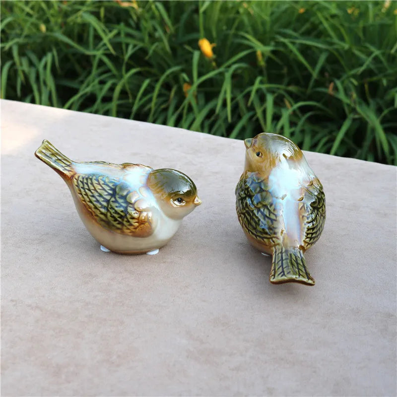 Delicate Porcelain Lovers Bird Miniature Decorative Ceramic Birdie Item Figurine Desktop Ornament Handicraft Present Accessories