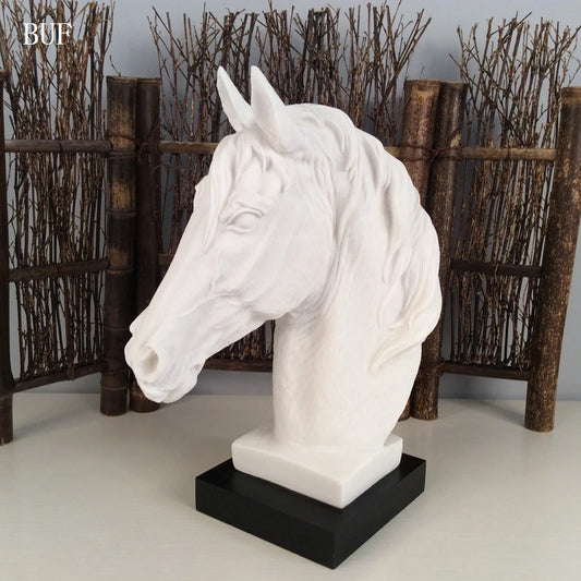 BUF-Modern Abstract Horse Head Statue, Resin Ornaments, Home Decoration Accessories, Geometric Resin Sculpture