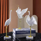 Crane Sculptures Standing Lawn Heron Sculpture Figurine Miniature Bird Ornament Resin Decor Art Flying Cake Animal Patio Bonsai
