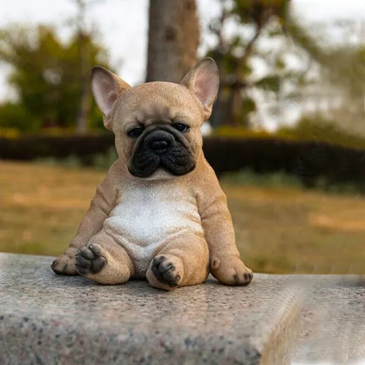 Sleepy French Bulldog Puppy Statue Resin Lawn Sculpture Super Cute Garden Yard Decor CLH@8