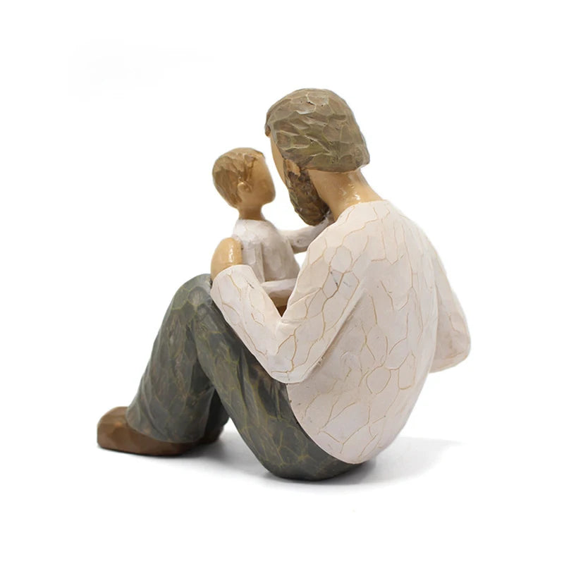 2023 new resin father and son sculpture creative crafts family figure statue artist home decoration memorial day father's gift