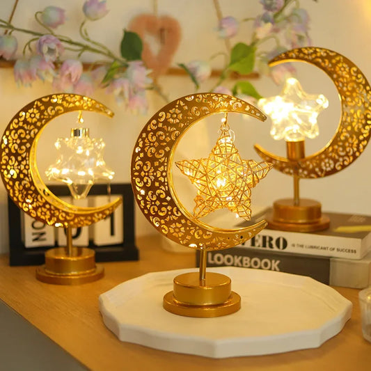 Ramadan Moon Led Light 2024 Eid Mubarak Decoration Metal Lamp for Home Room Ramadan Kareem Islamic Muslim Eid Al Adha Party Gift