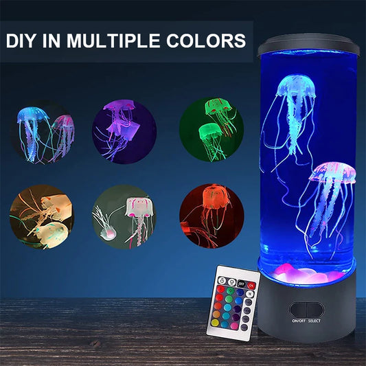 LED  Jellyfish Light Creative  Aquarium Night Light Multicolor Changing  Fantasy Bedside Lamps Home Office Room Desk Decor Gift