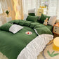 Romantic Princess Green Lace Quilt Cover Set Girls Woman Solid Color Bed Skirt Sheet Decor Bedroom Home Textiles