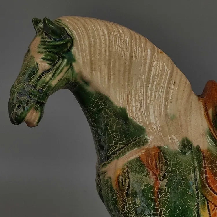 Excavated From the Imitation Museum Home Decor Tang Sancai Green Glazed War Horse Antique Porcelain Antiques Antiques Room