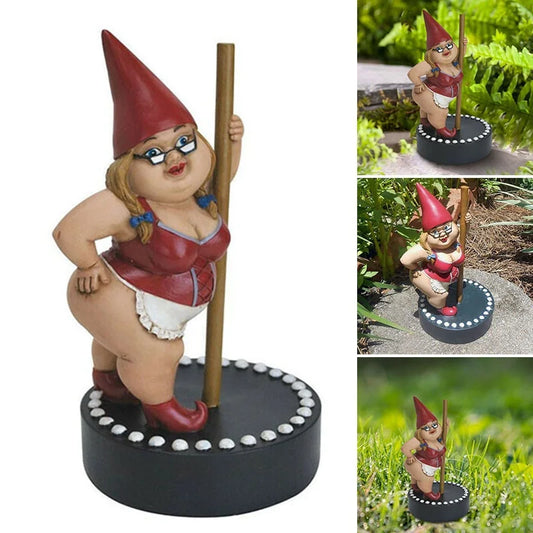 Garden Pole Dance Gnome Resin Gnome Statue Outdoor Decorative Sculpture Figurines Decorative Home Decorative Arts