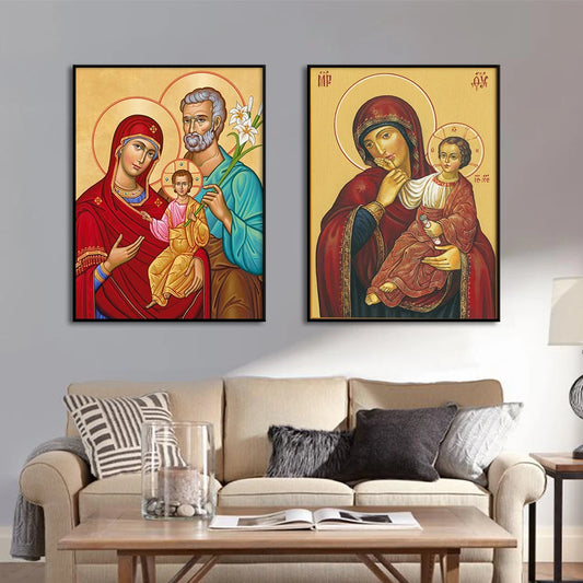 Holy Virgin Mary Family Poster Panagia Genesis Of Jesus Canvas Painting Print Orthodox Christian Picture for Room Wall Art Decor