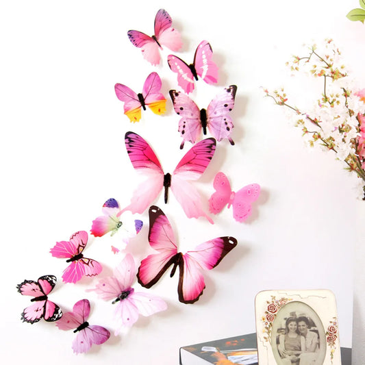 3D Butterfly Wall Stickers Art Decal Home Room DIY Decorations Kids Decor 12PCS home decor Accessories Accesorios De Cocina