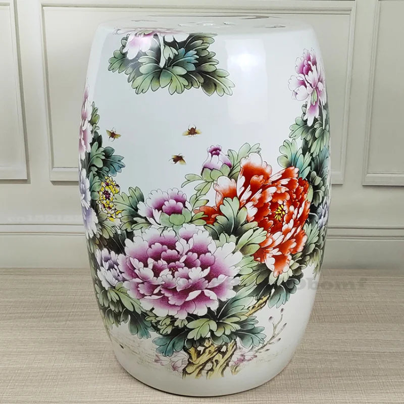 Chinese Fish Painting Porcelain Garden Stool Ceramic Stool for Dressing Table Drum Chinese Chinese Ceramic Garden Stools