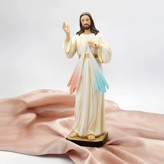 1Pc God's Mercy Catholic Statue Figurine Family Prayer Ornaments Jesus Christ Home Decoration Resin Crafts