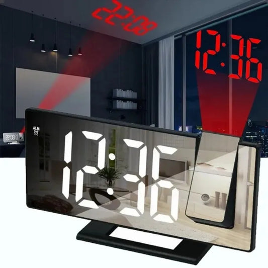 USB LED Digital Alarm Clock Bedroom Electric Alarm Clock with Projection Snooze Table Clock 12/24H Bedside Decoration Clock