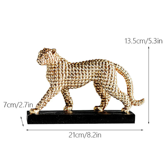 21cm Resin Golden Leopard Figurines for Interior Cheetah Creative Porch Living Room Study Home Decoration Ornaments
