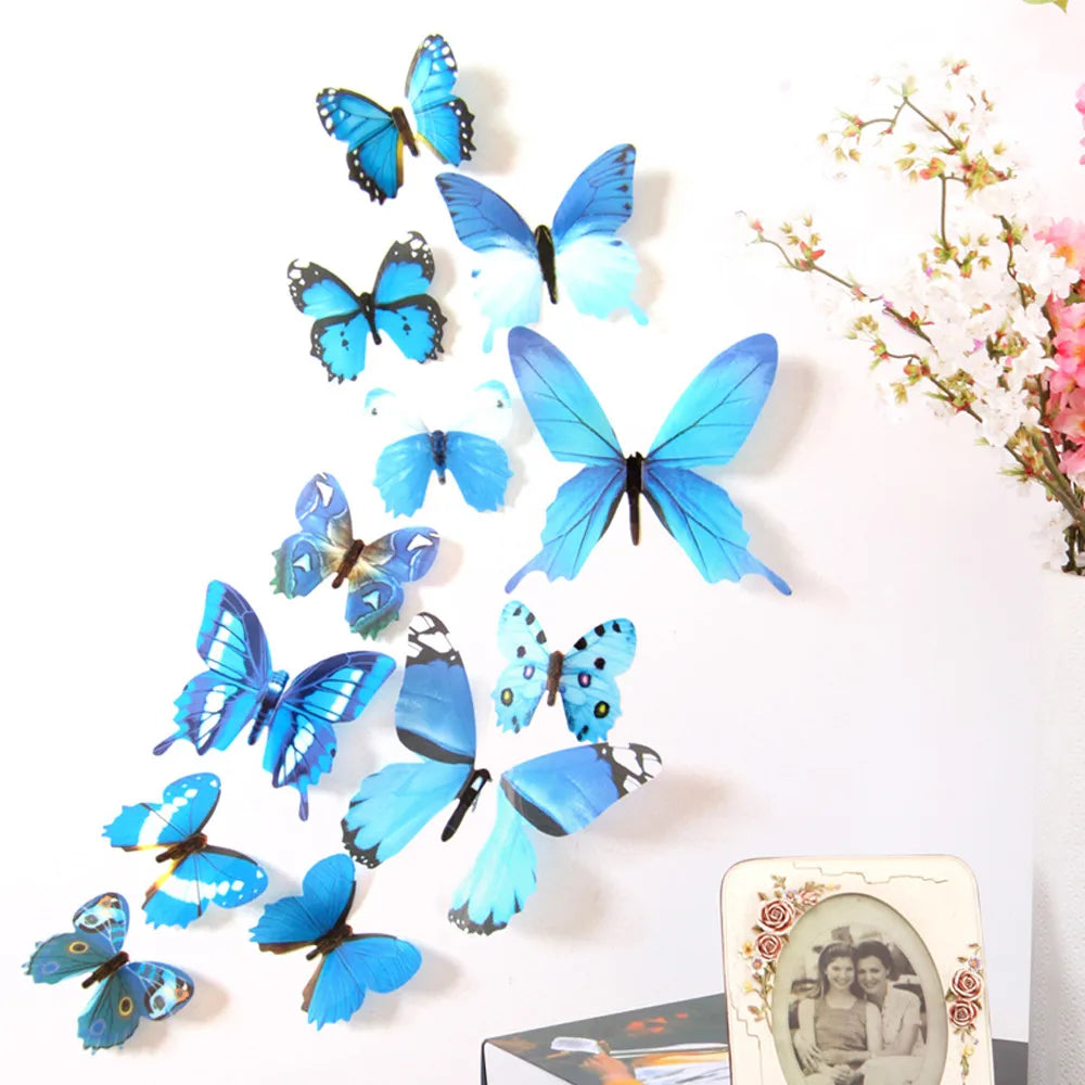 3D Butterfly Wall Stickers Art Decal Home Room DIY Decorations Kids Decor 12PCS home decor Accessories Accesorios De Cocina