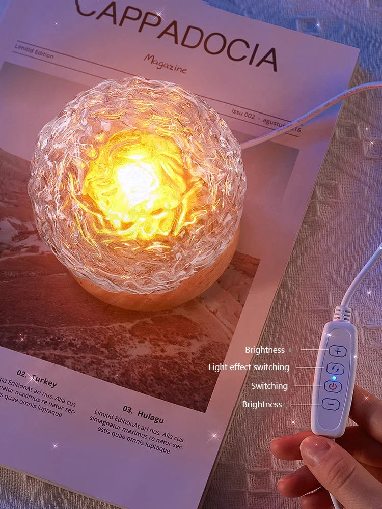 Water Ripple Projector Crystal Lamp Led Night Light Home Bedroom Aesthetic Room Decoration Gift Sunset Nightlights Atmosphere