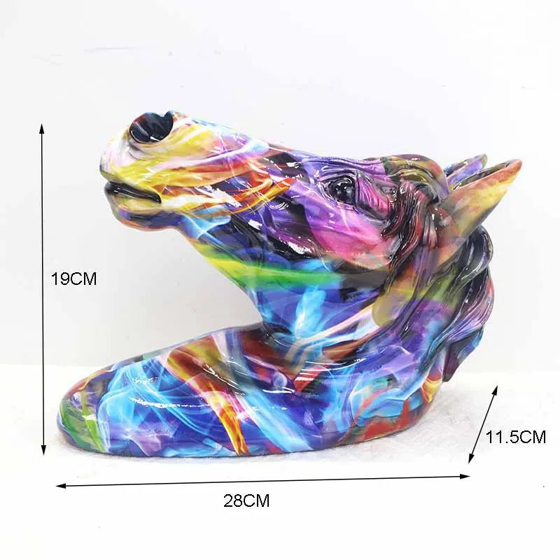 3D Horse Head Wall Decor Color Statue Home Accessories Resin Animal Decoration Christmas Room Decor Nordic Sculpture