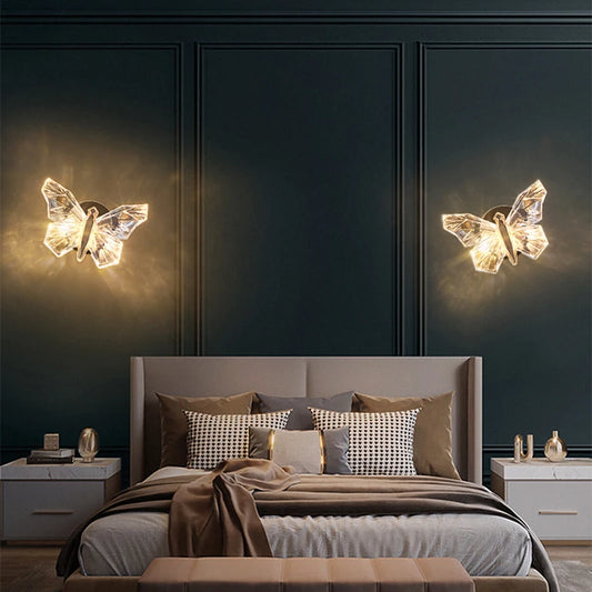 Nordic LED Butterfly Wall Lamp Indoor Lighting Fixture Living Bedside Bedroom Hotel TV Modern Home Decoration Wall Light Sconces