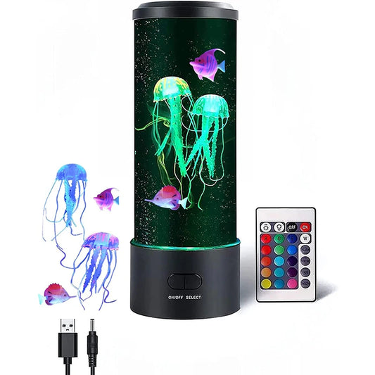LED  Jellyfish Light Creative  Aquarium Night Light Multicolor Changing  Fantasy Bedside Lamps Home Office Room Desk Decor Gift