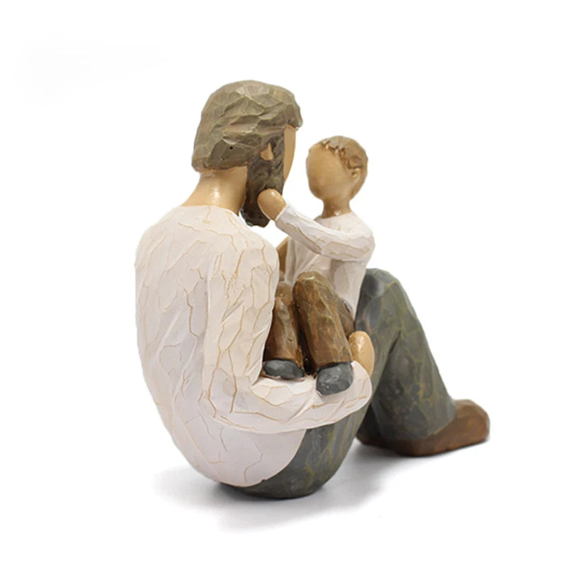 2023 new resin father and son sculpture creative crafts family figure statue artist home decoration memorial day father's gift