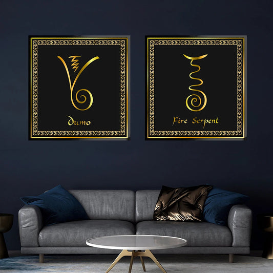 Black Golden Reiki Symbols Canvas Painting Poster Prints Spiritual Meditation Pictures Room Home Therapy Wall Art Decor Cuadros