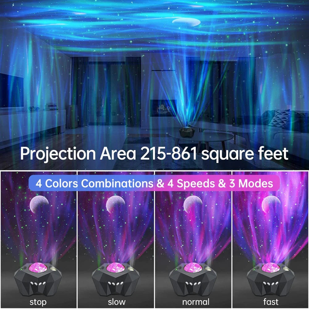 Star Galaxy Projector with Bluetooth Speaker Remote Aurora Moon Night Lights for Bedroom Home Theater Kids Adults Game Parties