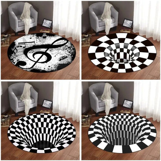 Swirl Round Mat Toy   Rug Area  Vision  For Living Room Bottomless Hole Optical Illusion Home Decor