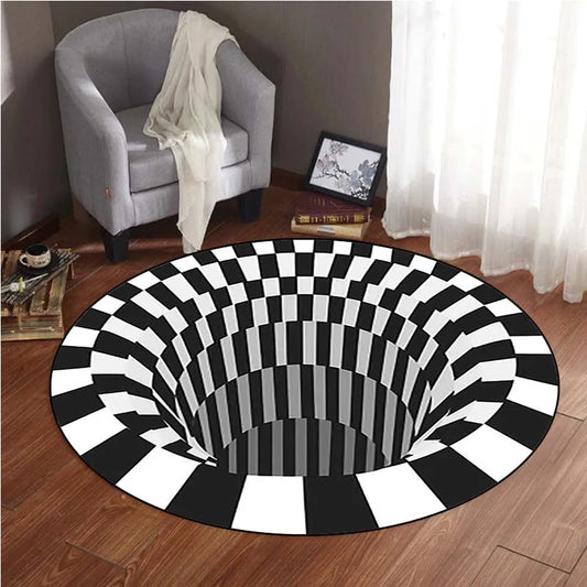 Swirl Round Mat Toy   Rug Area  Vision  For Living Room Bottomless Hole Optical Illusion Home Decor