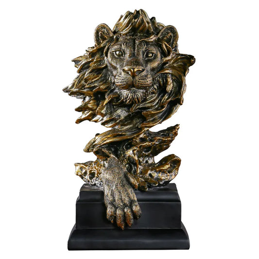 Lion Statue Vintage Animal Imitation Bronze Lion Head Resin Crafts Living Room, Porch, Office, Home Decoration, Modern Art