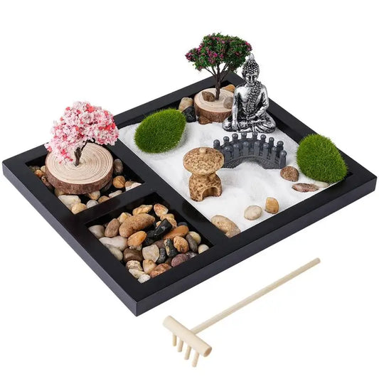 Mini Zen Garden Authentic Zen Garden Kit Zen Garden Accessories Kit With Bamboo Tools Home Office Desktop Meditation Decor