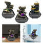Mini Desktop Water Fountain with LED Lights Flowing Water Indoor 4 Tier Waterfall Fountain for Office Feng Shui Decoration Gifts