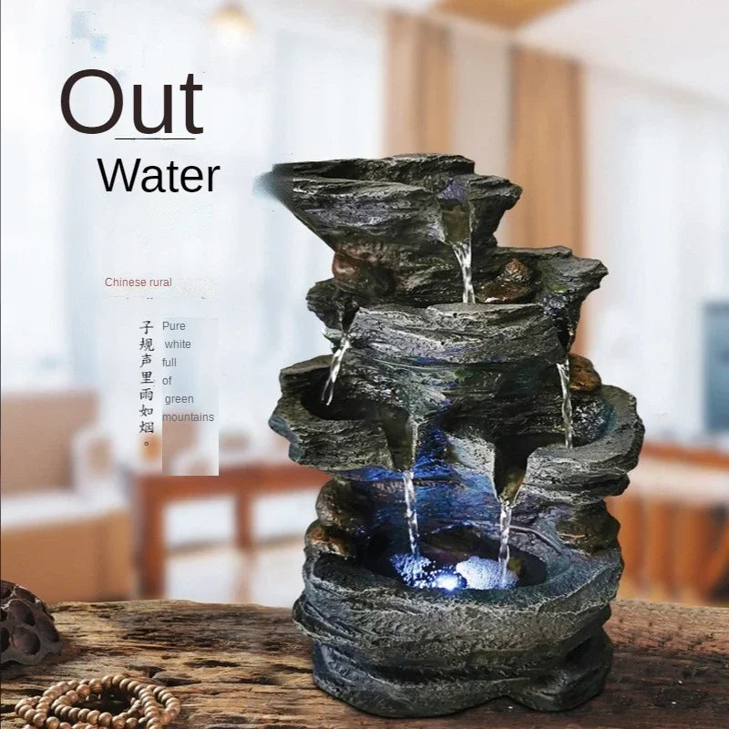 New Resin Decorative Indoor Water Fountains Craft Desktop Rockery Feng Shui Water Fountain