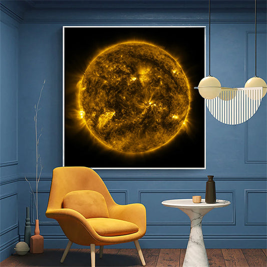 Black Yellow Sun Photo Modern Wall Art Canvas Painting Print Minimalist Planet Picture for Living Room Home Decor Poster Cuadros