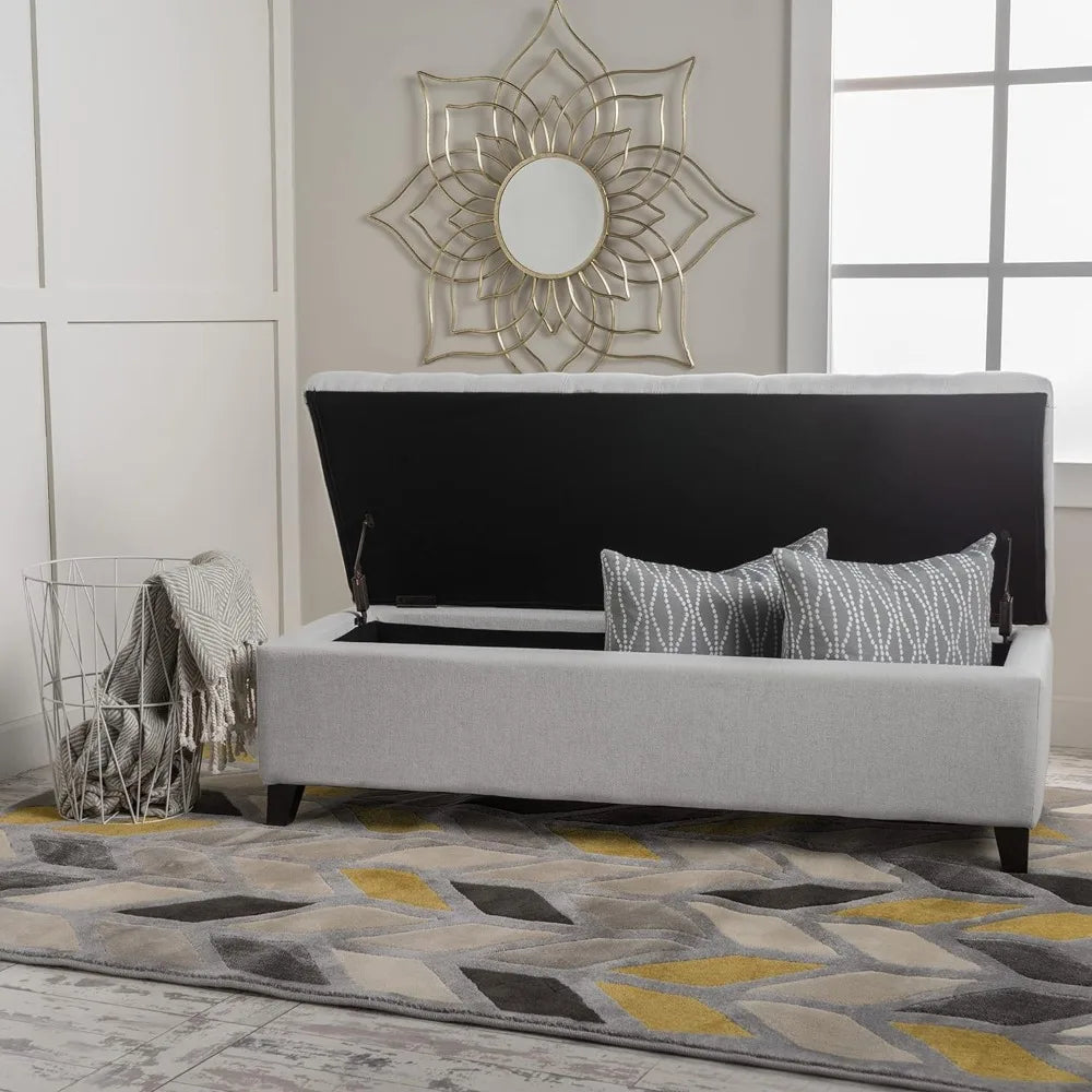 Storage Stool for Living Room Light Grey Rattan Chair Home Mission Fabric Storage Ottoman Hallway Pouf Salon Restapies Armchair