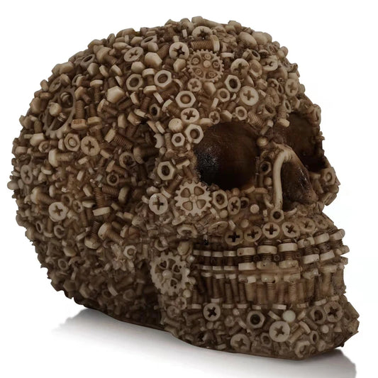 BUF Resin Screw Gear Mechanical Style Skull Decorative Crafts Ornament Home Decor Statue Halloween Decoration Sculpture