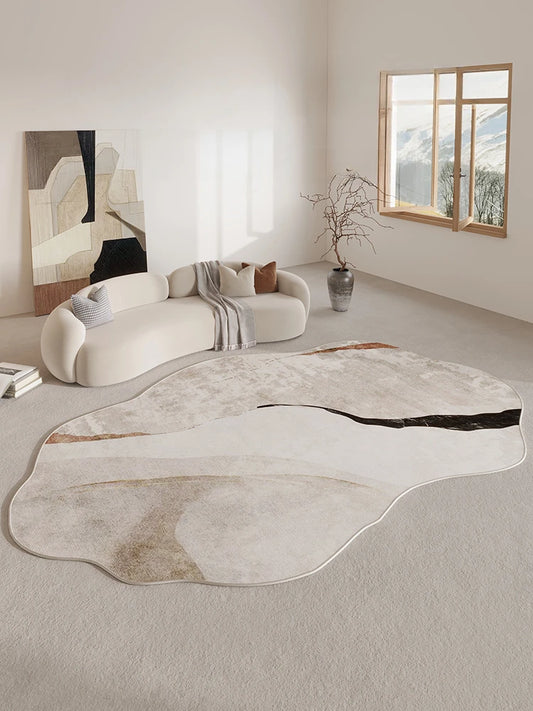 Art Living Room Large Area Carpets Irregular Bedroom Bedside Decorative Carpet Beige Cloakroom Rug Abstract Coffee Table Rugs IG