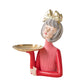 Lovely Girl Statue Storage Tray Home Decoration Figurine Keys Holder Candy Dish for Tabletop Entryway Cabinet Office Living Room