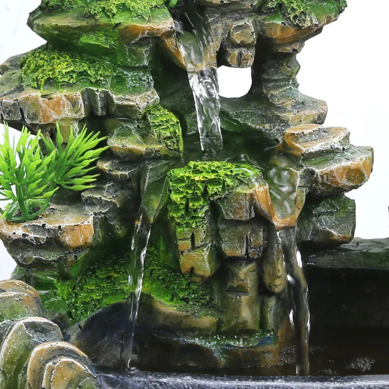 Water Fountain with LED Lights Fog Indoor Decor Rockery Flowing Water Bonsai Desktop Decoration Office Crafts Well Packaged Gift