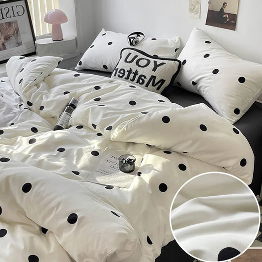 Simple Style Bed Linen Set Skin-friendly Bedsheet Set Pillowcase 이불세트 Brushed Bedclothes Single/Full/Queen/King Size Bedding Set