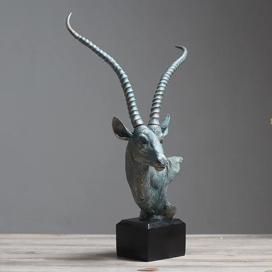 Nordic Antelope Head Statue Desktop Resin Crafts Sculpture Home Decoration Animal Figurine Decoration Accessories