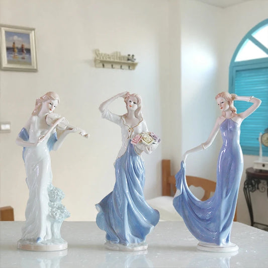 Europe Ceramic Beauty Figurines Furnishing Crafts Home Decoration Western Ornament Porcelain handicraft Wedding Gift