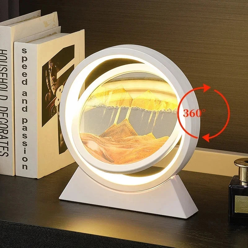 Moving Sand Art Picture Table Lamp Quicksand Night Light 3D Sandscape Hourglass Room Lamps Flowing Sand Painting Home Decor Gift