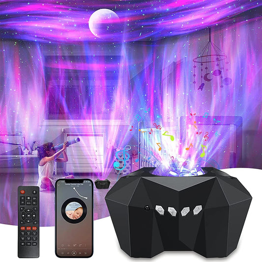 Star Galaxy Projector with Bluetooth Speaker Remote Aurora Moon Night Lights for Bedroom Home Theater Kids Adults Game Parties