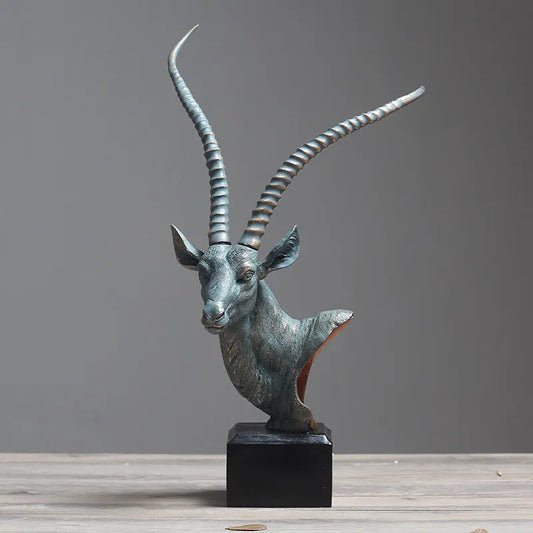 Nordic Antelope Head Statue Desktop Resin Crafts Sculpture Home Decoration Animal Figurine Decoration Accessories