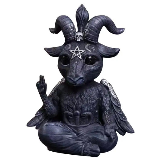 Goat Resin Statue Baphomet Holy Goat Resin Statue Mendes God Goat Black Satan Figurine Decoration Religious Sculpture Figurine