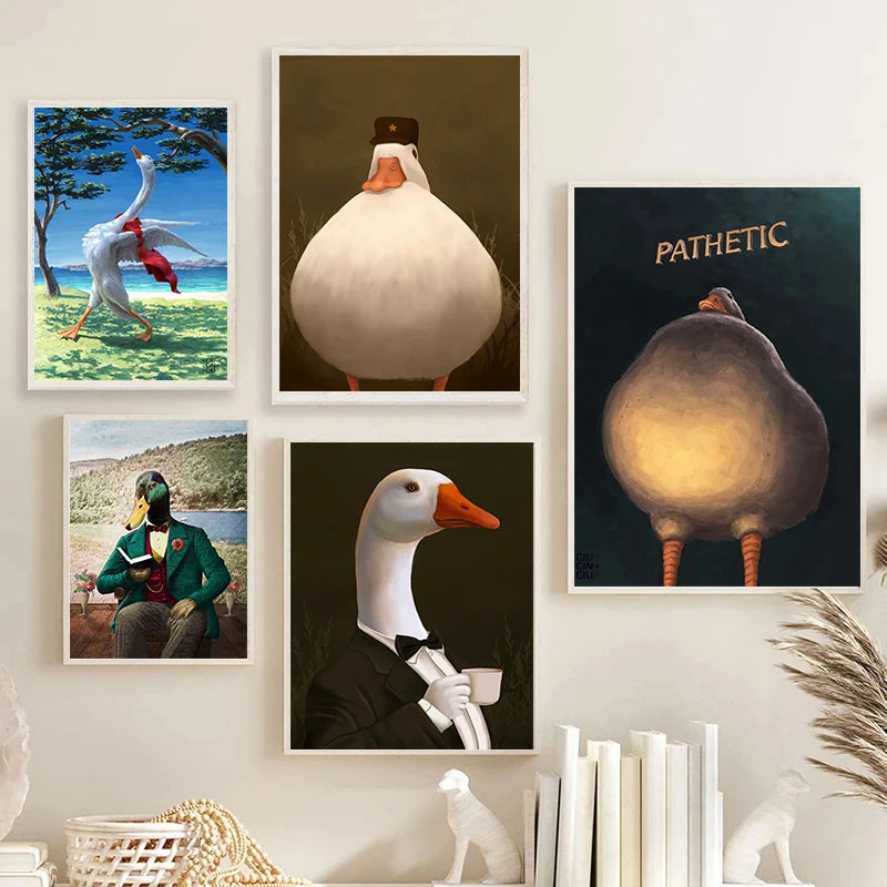 Affiche drôle humour pathétique canard tubulateur canvas peinture mur art image imprimé salon home décoration cadeau cuadros