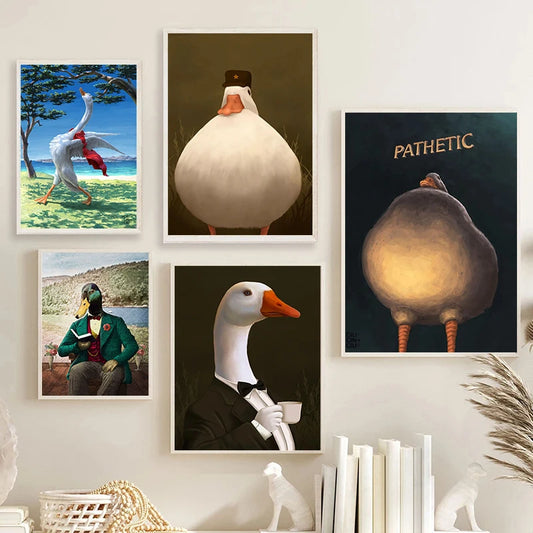 Cartel divertido humor patético pato juzgado de pato pato pintura arte de pared de pared