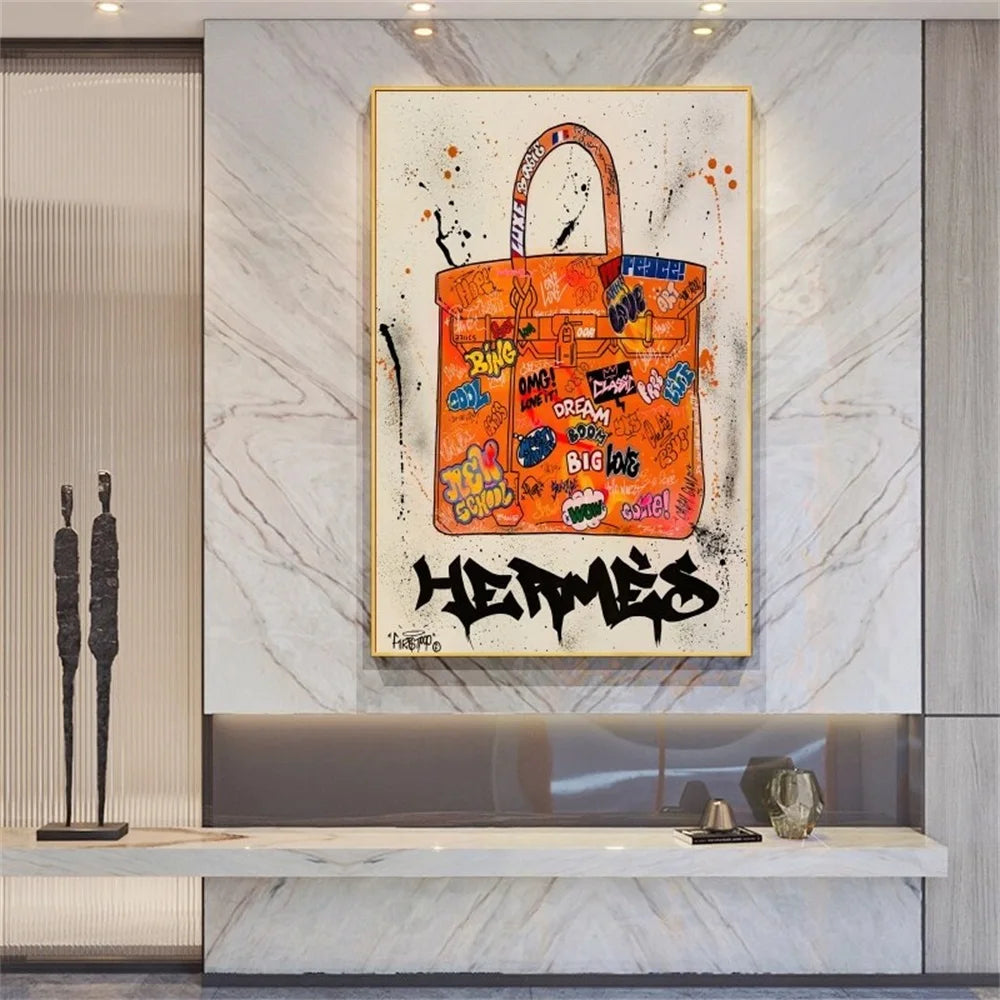 Moderne Modetasche Poster Kunst Drucke Graffiti Pop Art Luxusbeutel Leinwand Maler Galerie Wandkunst Wohnzimmer Home Dekoration