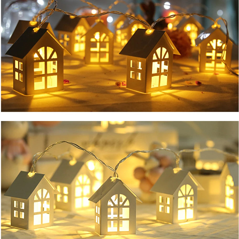 2M 10 LED Fairy String Light House Style For Xmas Party Decor Christmas Tree Wedding Holiday Garland Decoration Battery Powered